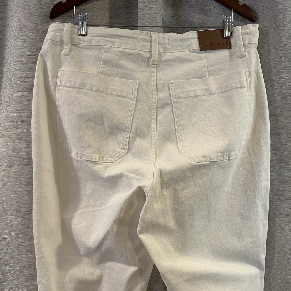 Judy Blue High Rise Jeans Women's 14W White Denim Drawstring Style - Picture 5 of 8